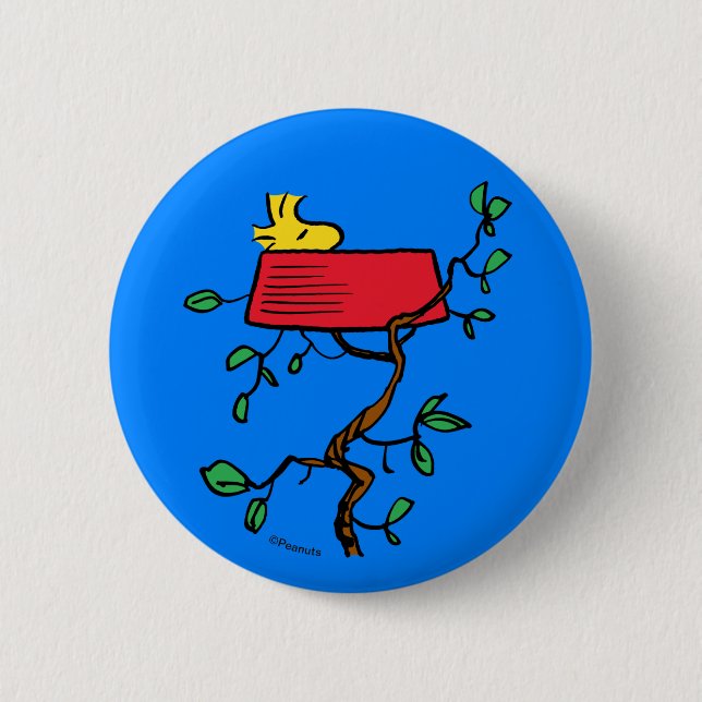 Badge Rond 5 Cm cacahuètes | Bois en sieste dans le plat de Snoopy (Devant)