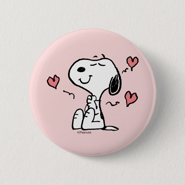 Badge Rond 5 Cm cacahuètes | Coeurs de snoopy (Devant)