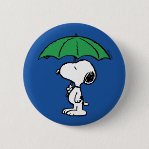 Badge Rond 5 Cm cacahuètes   Parapluie vert Snoopy