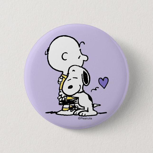 Badge Rond 5 Cm cacahuètes | Saint Valentin | Charlie Brown & Snoo (Devant)