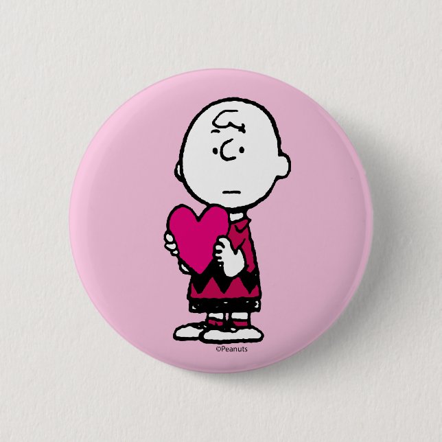 Badge Rond 5 Cm cacahuètes | Saint Valentin | Heart Charlie Brown (Devant)