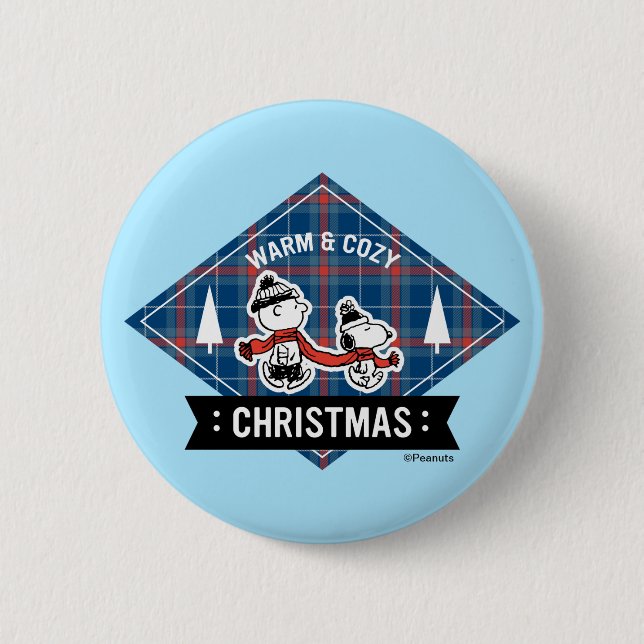Badge Rond 5 Cm cacahuètes | Snoopy & Charlie Brown Chaud & Cosy (Devant)
