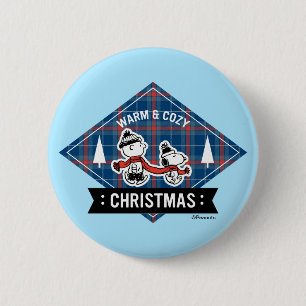 Badge Rond 5 Cm cacahuètes   Snoopy & Charlie Brown Chaud & Cosy