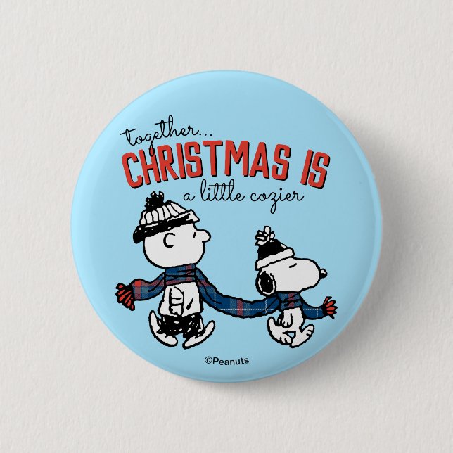 Badge Rond 5 Cm cacahuètes | Snoopy & Charlie Brown Winter Scarf (Devant)