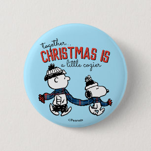 Badge Rond 5 Cm cacahuètes   Snoopy & Charlie Brown Winter Scarf