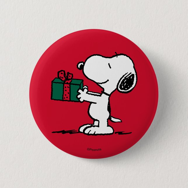 Badge Rond 5 Cm cacahuètes | Snoopy Christmas Gift Giver (Devant)