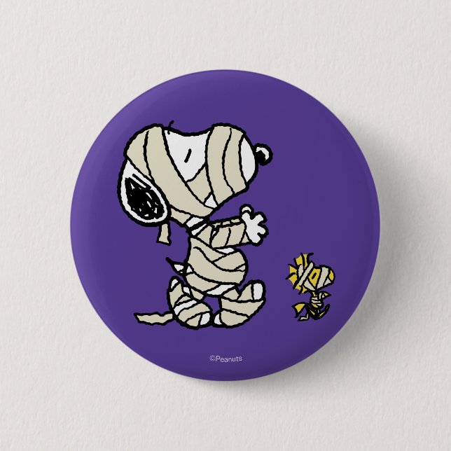 Badge Rond 5 Cm cacahuètes | Snoopy et Woodstock Mummies (Devant)