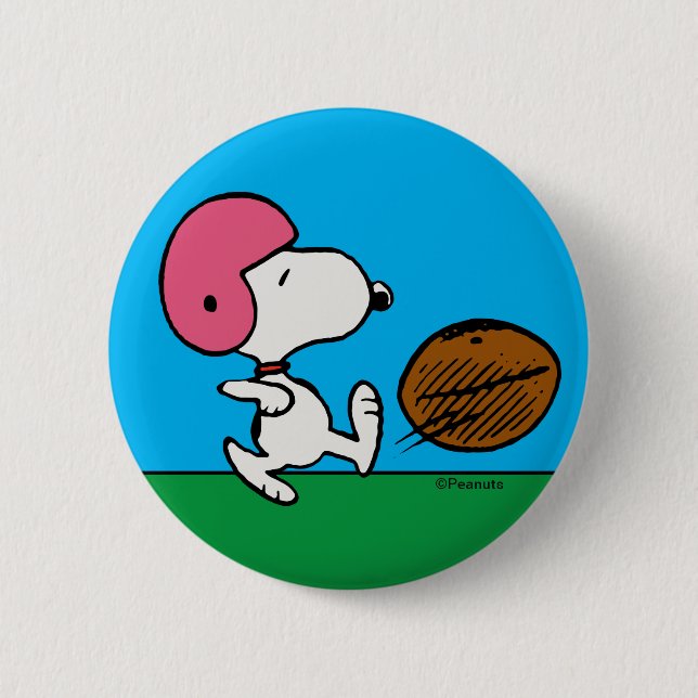 Badge Rond 5 Cm cacahuètes | Snoopy Football Kicker (Devant)