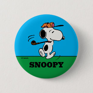 Badge Rond 5 Cm cacahuètes   Snoopy Golf Swing