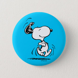 Badge Rond 5 Cm cacahuètes   Snoopy Happy Dance