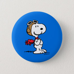 Badge Rond 5 Cm cacahuètes   Snoopy L'As Volant