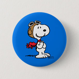 Badge Rond 5 Cm cacahuètes   Snoopy L'As Volant