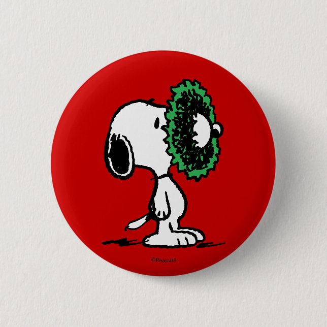 Badge Rond 5 Cm cacahuètes | Snoopy pour les fêtes (Devant)