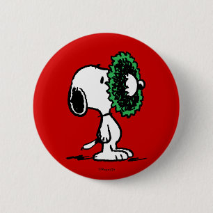 Badge Rond 5 Cm cacahuètes   Snoopy pour les fêtes