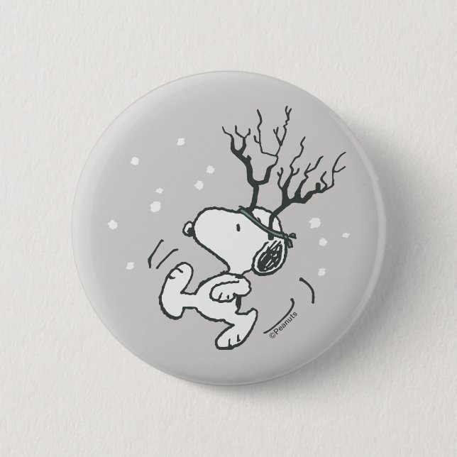 Badge Rond 5 Cm cacahuètes | Snoopy Reindeer (Devant)