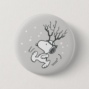 Badge Rond 5 Cm cacahuètes   Snoopy Reindeer