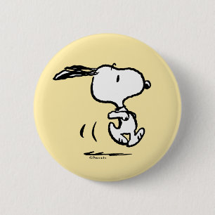 Badge Rond 5 Cm cacahuètes   Snoopy Running