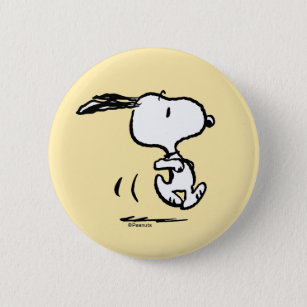 Badge Rond 5 Cm cacahuètes   Snoopy Running