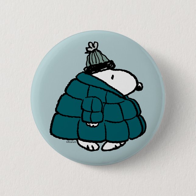 Badge Rond 5 Cm cacahuètes | Snoopy Winter Puffy Veste (Devant)