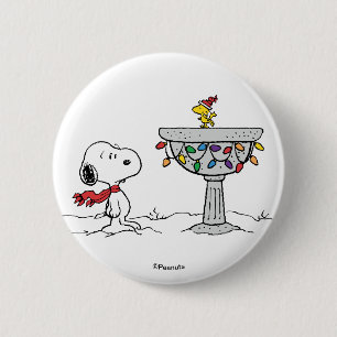 Badge Rond 5 Cm cacahuètes   Snoopy & Woodstock Froid Birdbath