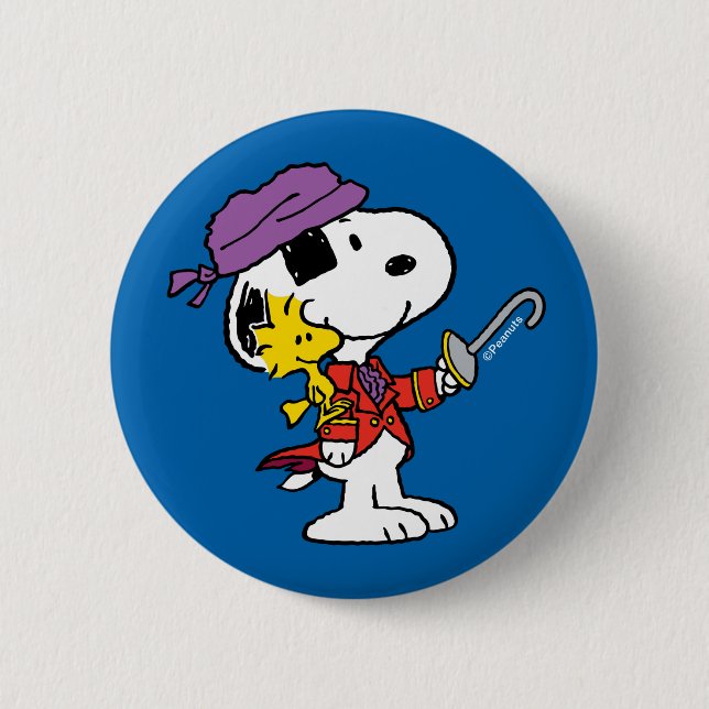 Badge Rond 5 Cm cacahuètes | Snoopy & Woodstock Pirates (Devant)