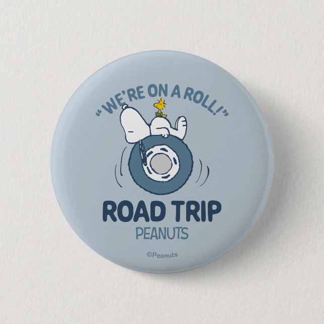 Badge Rond 5 Cm cacahuètes | Snoopy & Woodstock Road Triage (Devant)