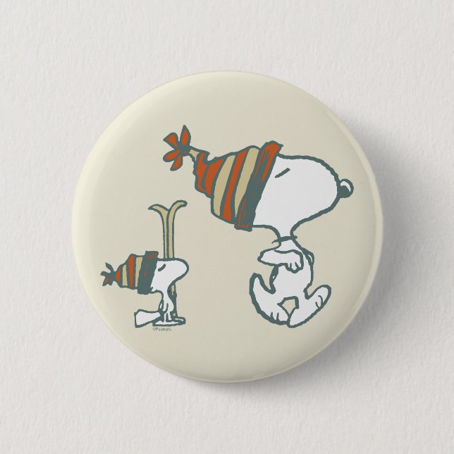 Badge Rond 5 Cm cacahuètes | Snoopy & Woodstock Ski Trip (Devant)