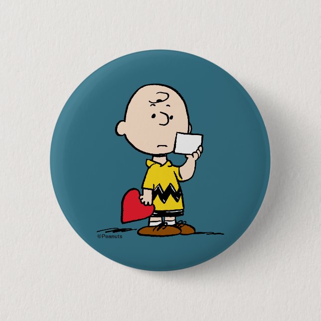 Badge Rond 5 Cm cacahuètes | Valentine's Day Charlie Brown Valenti (Devant)