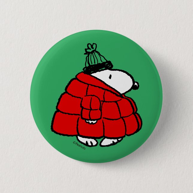 Badge Rond 5 Cm cacahuètes | Veste Snoopy Red Puffer (Devant)