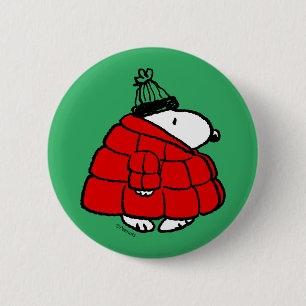 Badge Rond 5 Cm cacahuètes   Veste Snoopy Red Puffer