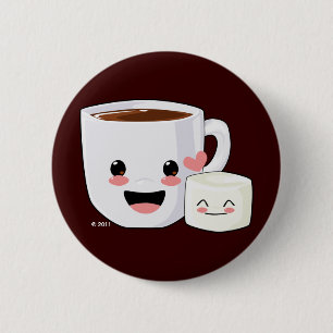 Badge Rond 5 Cm Cacao chaud et guimauve
