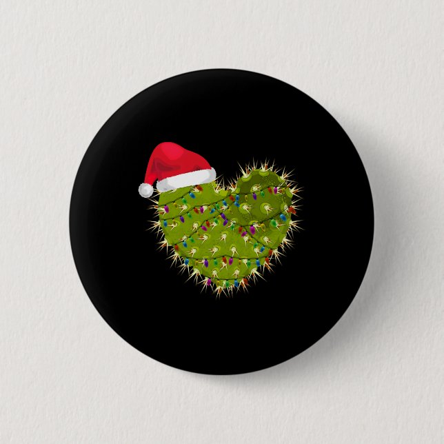 Badge Rond 5 Cm Cactus Coeur Noël (Devant)