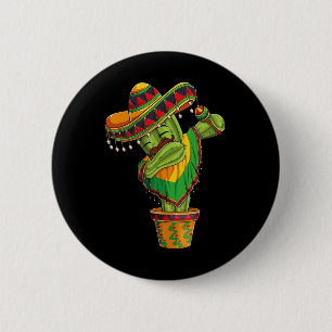 Badge Rond 5 Cm Cactus Dabbing Cinco De Mayo Poncho Mexicain Garço