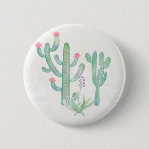 Badge Rond 5 Cm Cactus de Bohème d'aquarelle