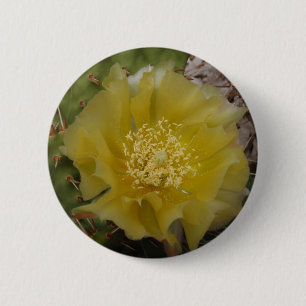 Badge Rond 5 Cm Cactus jaune en fleurs