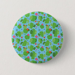 Badge Rond 5 Cm Cactus Me Out (Blue) - Bouton