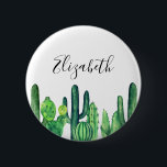 Badge Rond 5 Cm Cactus vert. Cactus aquarelle. Botanique moderne<br><div class="desc">Bouton vert cactus.</div>