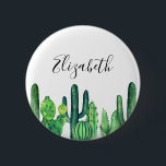 Badge Rond 5 Cm Cactus vert. Cactus aquarelle. Botanique moderne<br><div class="desc">Bouton vert cactus.</div>