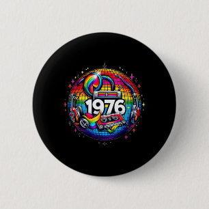 Badge Rond 5 Cm Cadeau 50e anniversaire 1976 Disco Paix Amour Vint