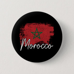 Badge Rond 5 Cm Cadeau amateur de football Maroc drapeau Maroc Mar