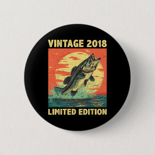 Badge Rond 5 Cm Cadeau d'anniversaire 2018 Pêche Pêcheur Poisson N