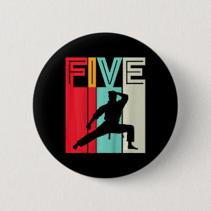 Badge Rond 5 Cm Cadeau d'anniversaire 5 ans Karaté Taekwondo Rétro