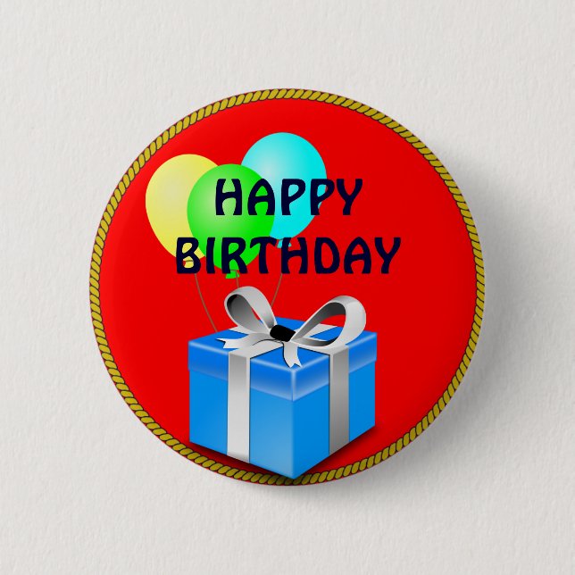 Badge Rond 5 Cm Cadeau d'anniversaire et ballons (Devant)