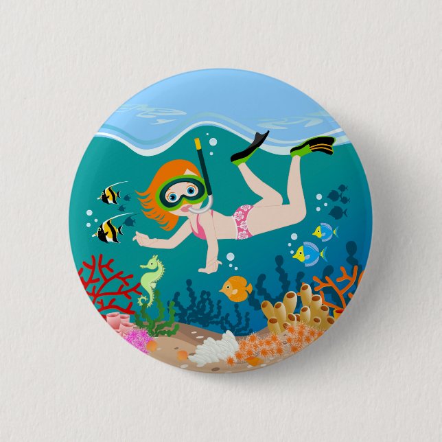 Badge Rond 5 Cm Cadeau d'anniversaire pour nageuse (Devant)