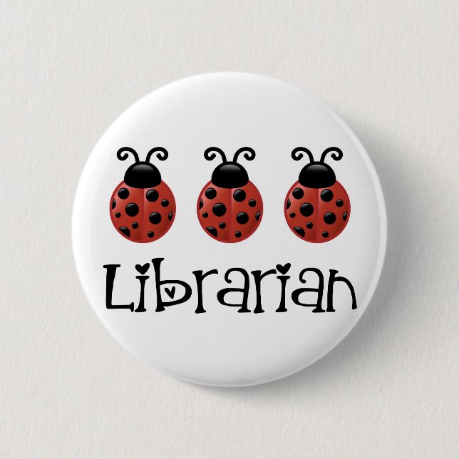 Badge Rond 5 Cm Cadeau de bibliothécaire de coccinelle (Devant)