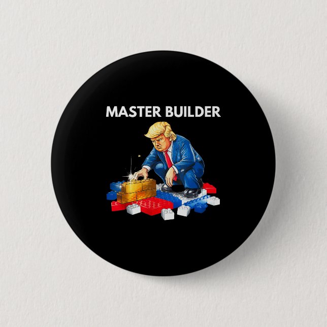Badge Rond 5 Cm Cadeau de blocs de construction Funny Trump Master (Devant)