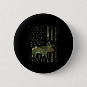 Badge Rond 5 Cm Cadeau de chasse de moose drapeau américain camoui