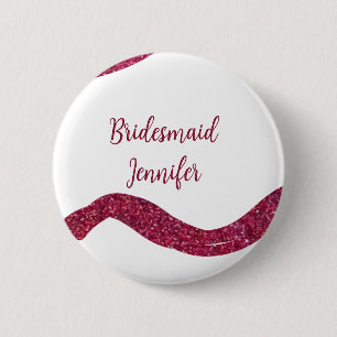 Badge Rond 5 Cm Cadeau de demoiselle d'honneur avec paillettes sci