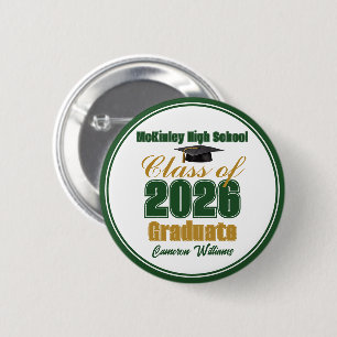Badge Rond 5 Cm Cadeau de fin d'études de la promotion 2026 Vert O