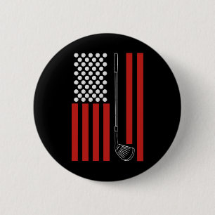 Badge Rond 5 Cm Cadeau de golf de drapeau américain rétro pour gol